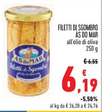 Conad FILETTI DI SGOMBRO ÀS DO MAR all'olio di oliva 250 g offerta