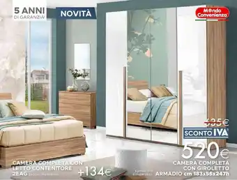 Mondo Convenienza CAMERA COMPLETA CON GIROLETTO ARMADIO cm 183x55x247h offerta