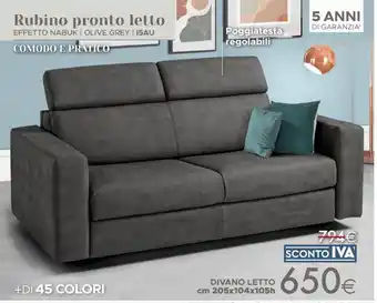 Mondo Convenienza DIVANO LETTO cm 205x104x105h offerta