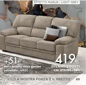 Mondo Convenienza DIVANO 3 POSTI cm 211x95x98h offerta
