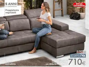 Mondo Convenienza DIVANO LETTO CON PENISOLA cm 259x107/178x94h offerta