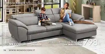 Mondo Convenienza DIVANO LETTO CON PENISOLA cm 269x175x94h offerta