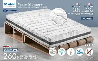 Mondo Convenienza Wave Memory MATRIMONIALE cm 160x190x25h offerta