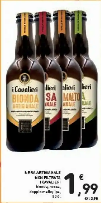 Conad I cavalieri Birra Artigianale Non Filtrata Bionda/Rossa/Doppio Malta/Ipa offerta