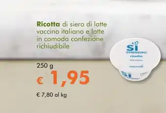 NaturaSì Si essenziali ricotta offerta