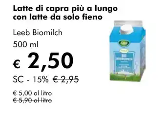 NaturaSì Leeb biomilch - latte di capra più a lungo con latte da solo fieno offerta