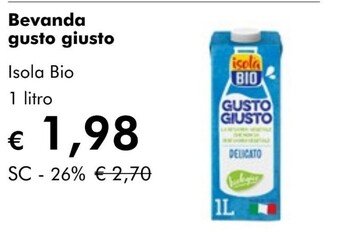 NaturaSì Isola bio bevanda gusto giusto offerta