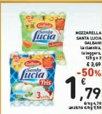 Conad Galbani Mozzarella Santa Lucia 125 G(ml) offerta