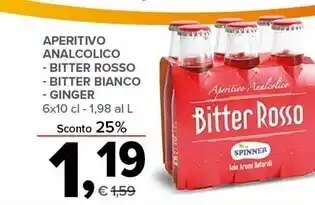 Todis Spinner aperitivo analcolico - bitter rosso - bitter bianco - ginger offerta