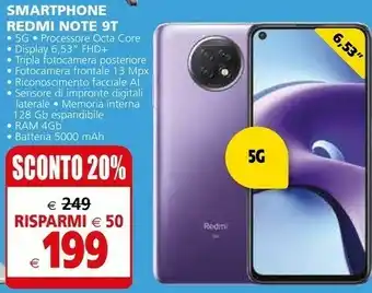 Il Gigante Xiaomi Redmi Note 9T Smartphone 6.53'' 4gb 128gb 5000mah offerta