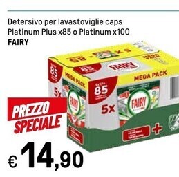 Iper La Grande Fairy detersivo per lavastoviglie caps platinum plus x85 o platinum x100 offerta