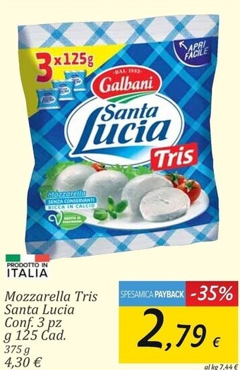 Carrefour Market Galbani mozzarella tris santa lucia offerta