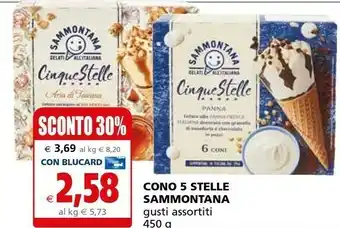 Il Gigante Sammontana Cono Al Cioccolato E Al Latte Fondente 5 Stelle 450 G(ml) offerta