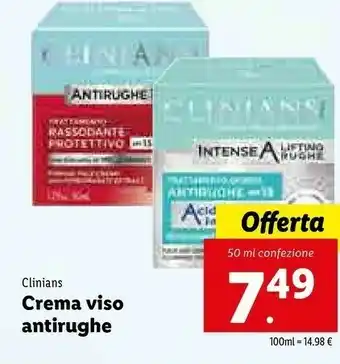 Lidl Clinians Crema Viso Antirughe offerta