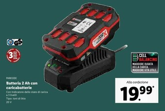 Lidl Parkside Batteria 2 Ah Con Caricabatterie offerta