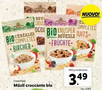 Lidl Crownfield Musli Croccante Bio offerta