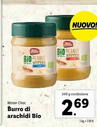 Lidl Mister choc Burro Di Arachidi Bio offerta
