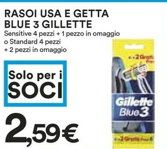 Coop Gillette Rasoi Usa E Getta Blue 3 offerta