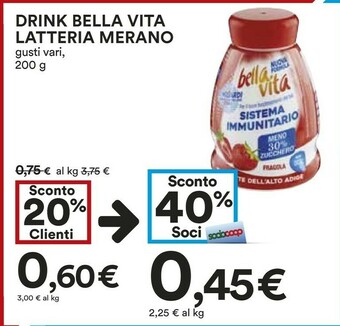 Coop Merano Bella Vita Fragola 200 G(ml) offerta