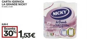 Coop Nicky Carta Igienica La Grande offerta