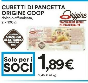 Coop Coop - Pancetta Affumicata A Cubetti Origine 200 G(ml) offerta