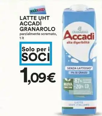 Coop Granarolo Latte Parzialmente Scremato Accadì 1000 G(ml) offerta