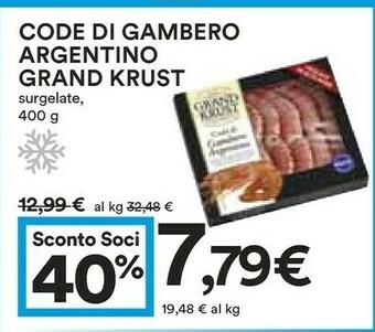 Coop Grand krust Code Di Gambero Argentino 400 G(ml) offerta