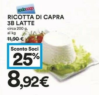 Coop 3b latte Ricotta Di Capra offerta