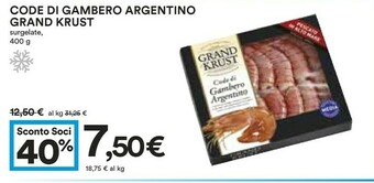 Coop Grand Krust - Code Di Gambero Argentino 400 G(ml) offerta