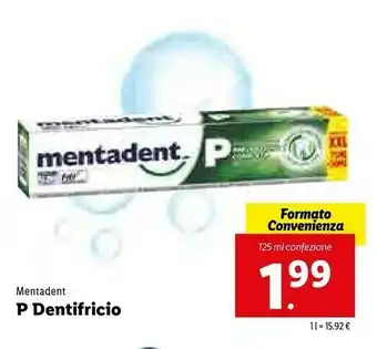 Lidl Mentadent P Dentifricio 125 Ml offerta