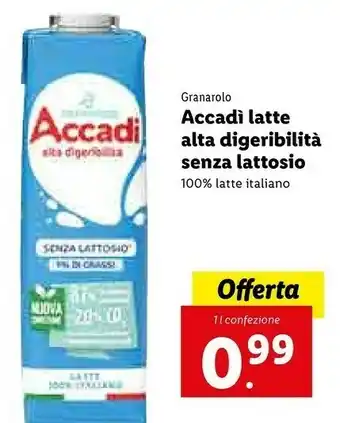 Lidl Granarolo Latte Accadì Parzialmente Scremato 1000 G(ml) offerta