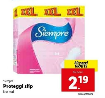 Lidl Siempre Proteggi Slip 80 Pezzi offerta