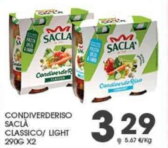 Eurospar CONDIVERDERISO SACLA CLASSICO/ LIGHT 290G X2 offerta