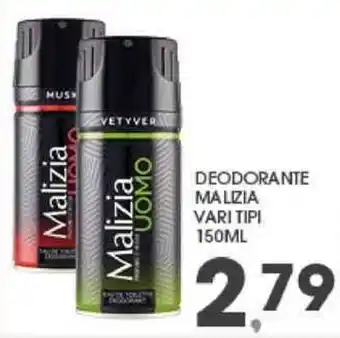 Eurospar DEODORANTE MALIZIA VARI TIPI 150ML offerta