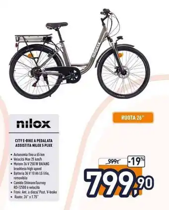 Unieuro CITY E-BIKE A PEDALATA ASSISTITA NILOX 5 PLUX offerta