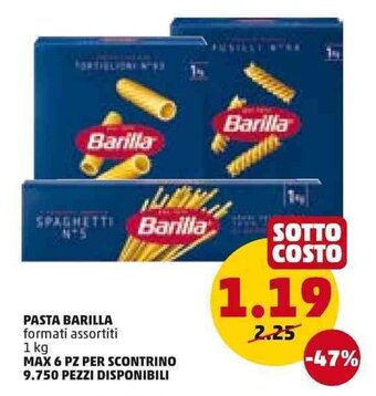 PENNY PASTA BARILLA formati assortiti 1 kg offerta
