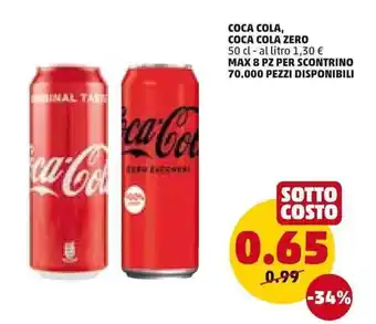 PENNY COCA COLA, COCA COLA ZERO 50 cl offerta