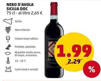PENNY NERO D'AVOLA SICILIA DOC 75 cl offerta