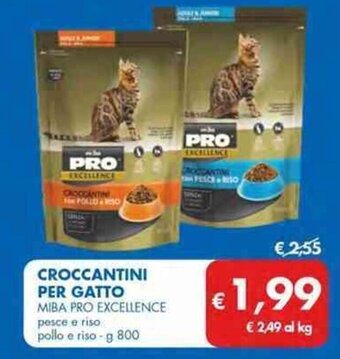CROCCANTINI PER GATTO MIBA PRO EXCELLENCE pesce e riso pollo e riso-g 800