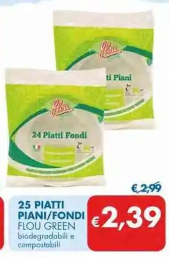 MD Discount 25 PIATTI PIANI/FONDI FLOU GREEN biodegradabili e compostabili offerta