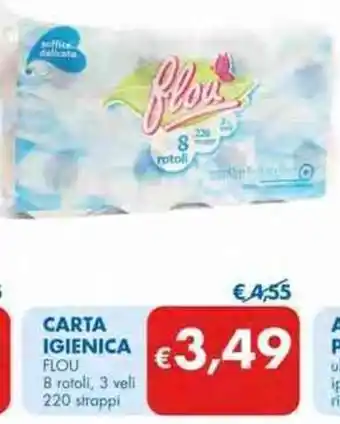 MD Discount CARTA IGIENICA FLOU 8 ratoli, 3 veli 220 strappi offerta
