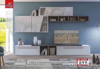 PARETE SOGGIORNO, BIANCO FRASSINO E CEMENTO cm 270