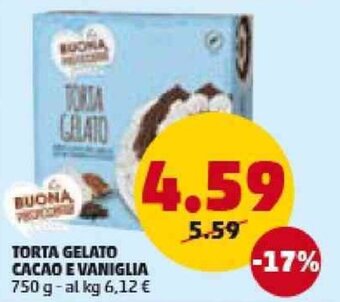 PENNY TORTA GELATO CACAO E VANIGLIA 750 g offerta