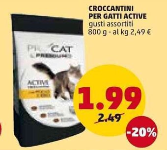 PENNY CROCCANTINI PER GATTI ACTIVE gusti assortiti 800 g offerta