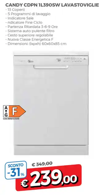 Famila Candy CDPN 1L390SW Lavastoviglie offerta