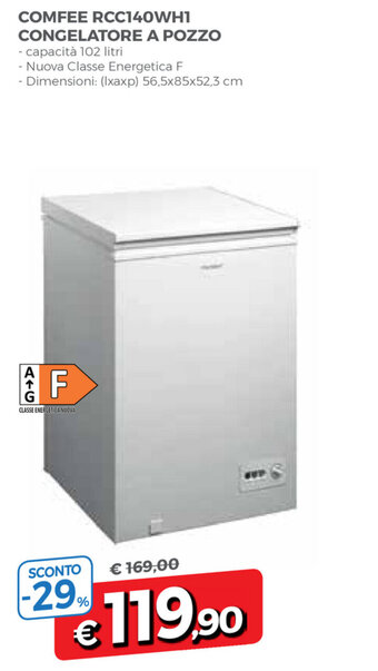 Famila Comfee' RCC140WH1 Congelatore A Pozzo offerta