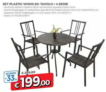 Famila Set Plastic Wood 80: Tavolo + 3 Sedie offerta