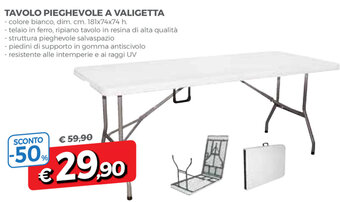Famila Tavolo Pieghevole A Valigetta offerta