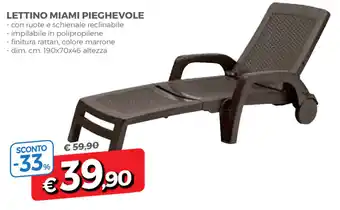 Famila Lettino Miami Pieghevole 190x70x46cm offerta