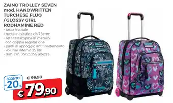 Famila Zaino Trolley Seven mod. Handwritten Turchese Fluo/Glossy Girl Rodhamine Red offerta